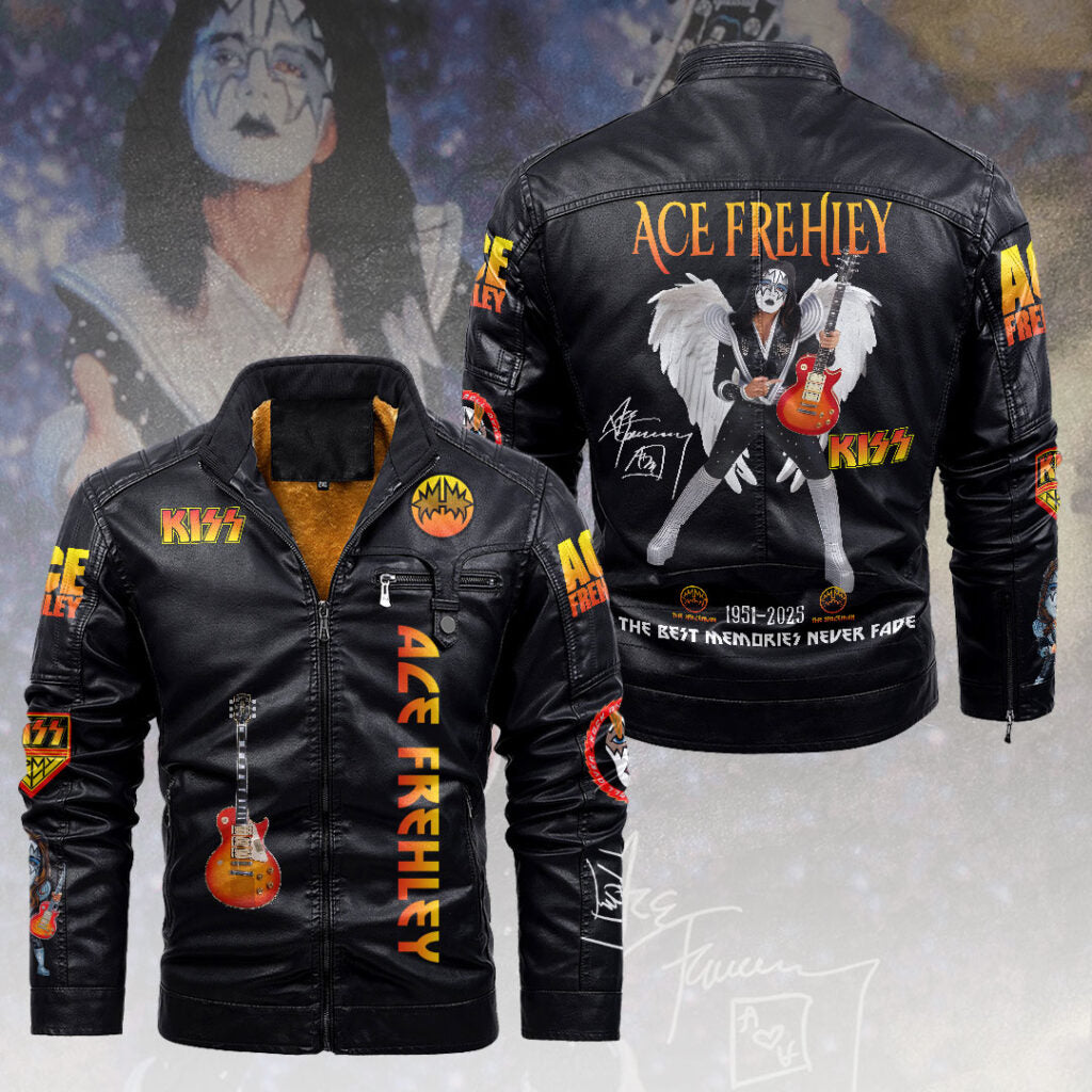 Ace Frehley 2D Leather Yellow Fleece Jacket – HOATT14852