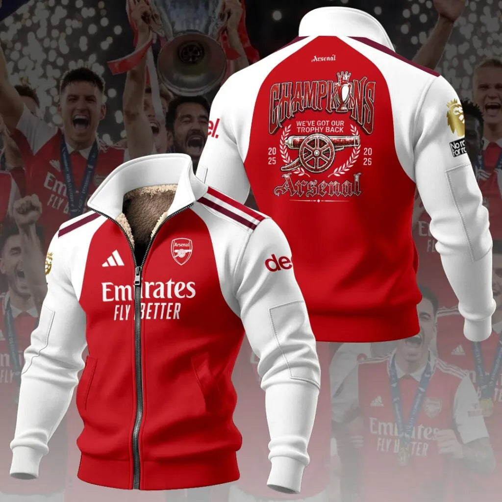 Arsenal FC Premier League Champions 25/26 Thick Knit Fleece Jacket – HOATT19926