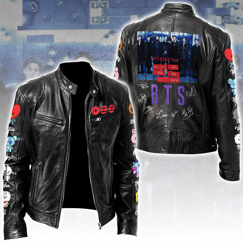 BTS World Tour 2026 Motorcycle Leather Jacket – TANTN20755