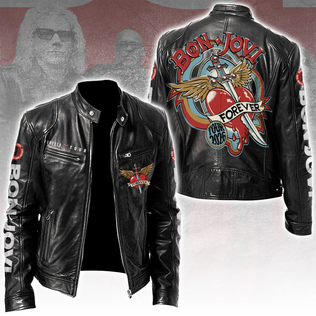 Bon Jovi Tour 2026 Motorcycle Leather Jacket – TANTN24274