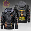 Brisbane Broncos 2025 NRL Premiers 2D Leather Hooded Jacket – HOATT14068