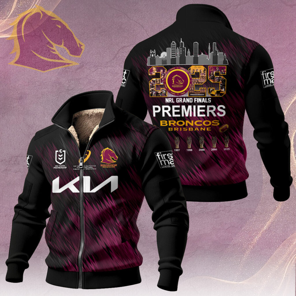 Brisbane Broncos 2025 NRL Premiers Thick Knit Fleece Jacket – HOATT15077