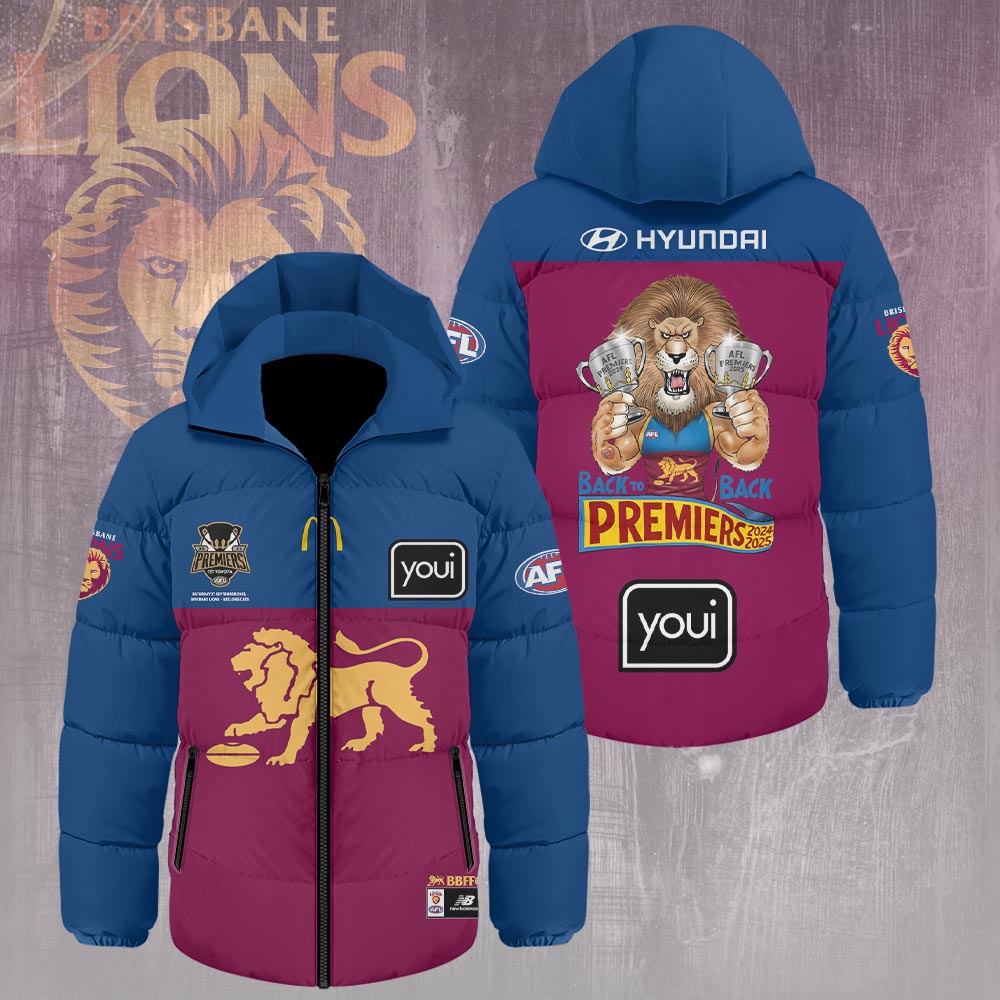Brisbane Lions 2025 AFL Premiers Thickened Down Hooded Jacket – HOATT14045