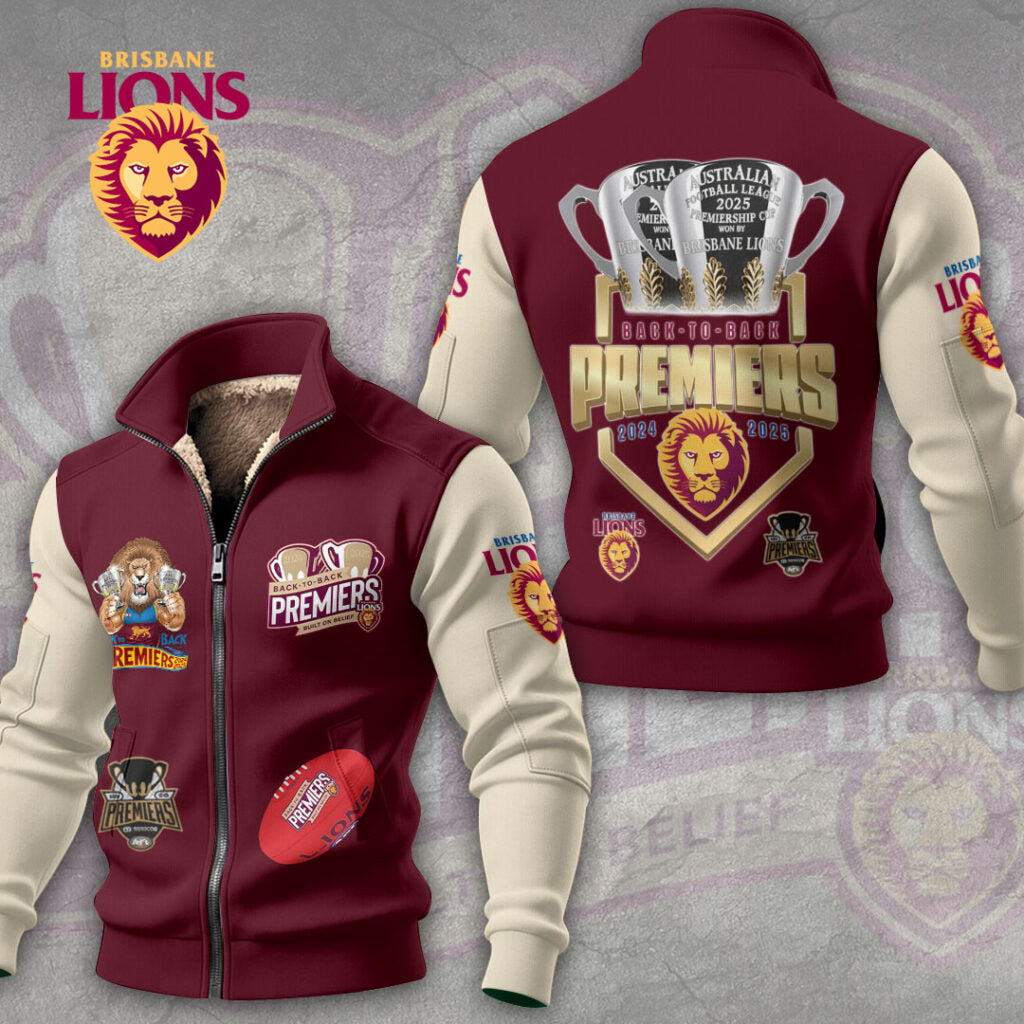 Brisbane Lions Back To Back Premiers Thick Knit Fleece Jacket – TMTHU2622
