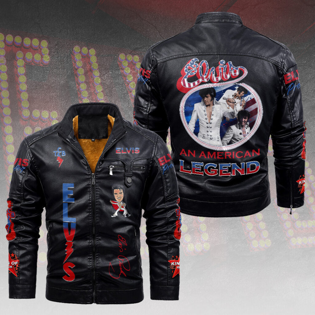 Elvis Presley 2D Leather Yellow Fleece Jacket – HOATT15181