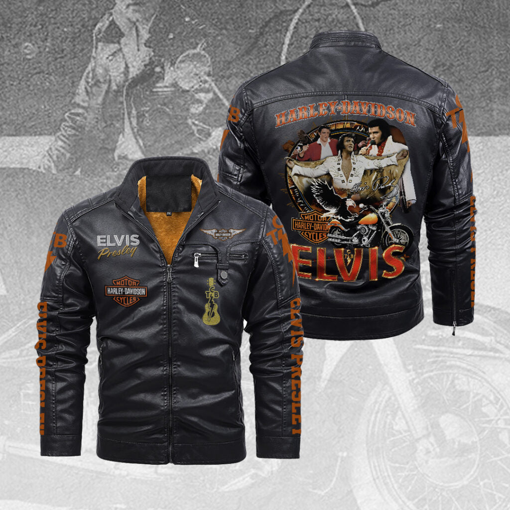Elvis Presley 2D Leather Yellow Fleece Jacket – TANTN20208