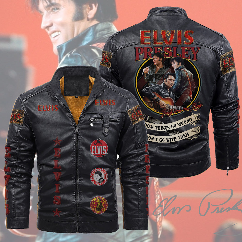 Elvis Presley 2D Leather Yellow Fleece Jacket – TMTHU2754