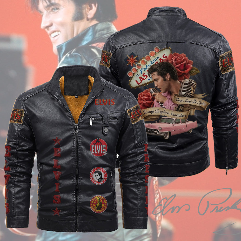 Elvis Presley 2D Leather Yellow Fleece Jacket – TMTHU3206