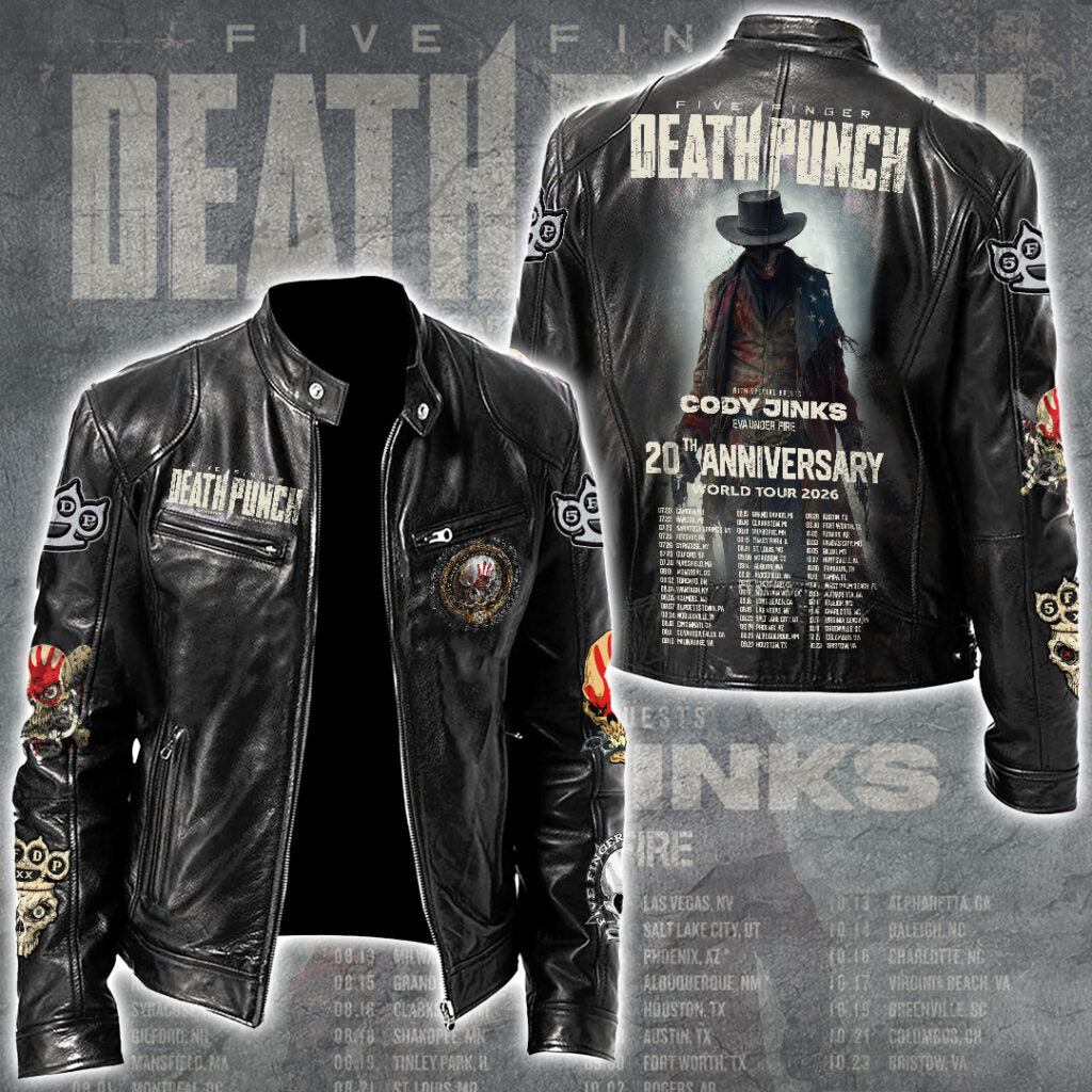 Five Finger Death Punch Tour 2026 Motorcycle Leather Jacket – GNE4867