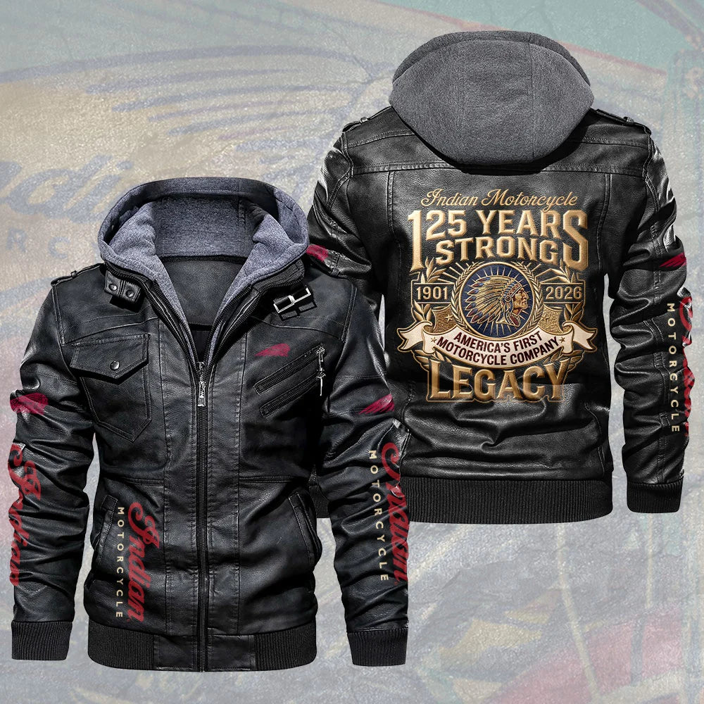 Indian Motorcycle 125th Anniversary 2D Leather Hooded Jacket – TMTHU8767