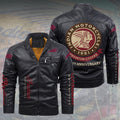 Indian Motorcycle 125th Anniversary 2D Leather Yellow Fleece Jacket – TMTHU8561