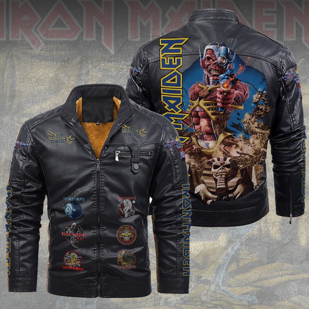 Iron Maiden 2D Leather Yellow Fleece Jacket – TMTHU6374