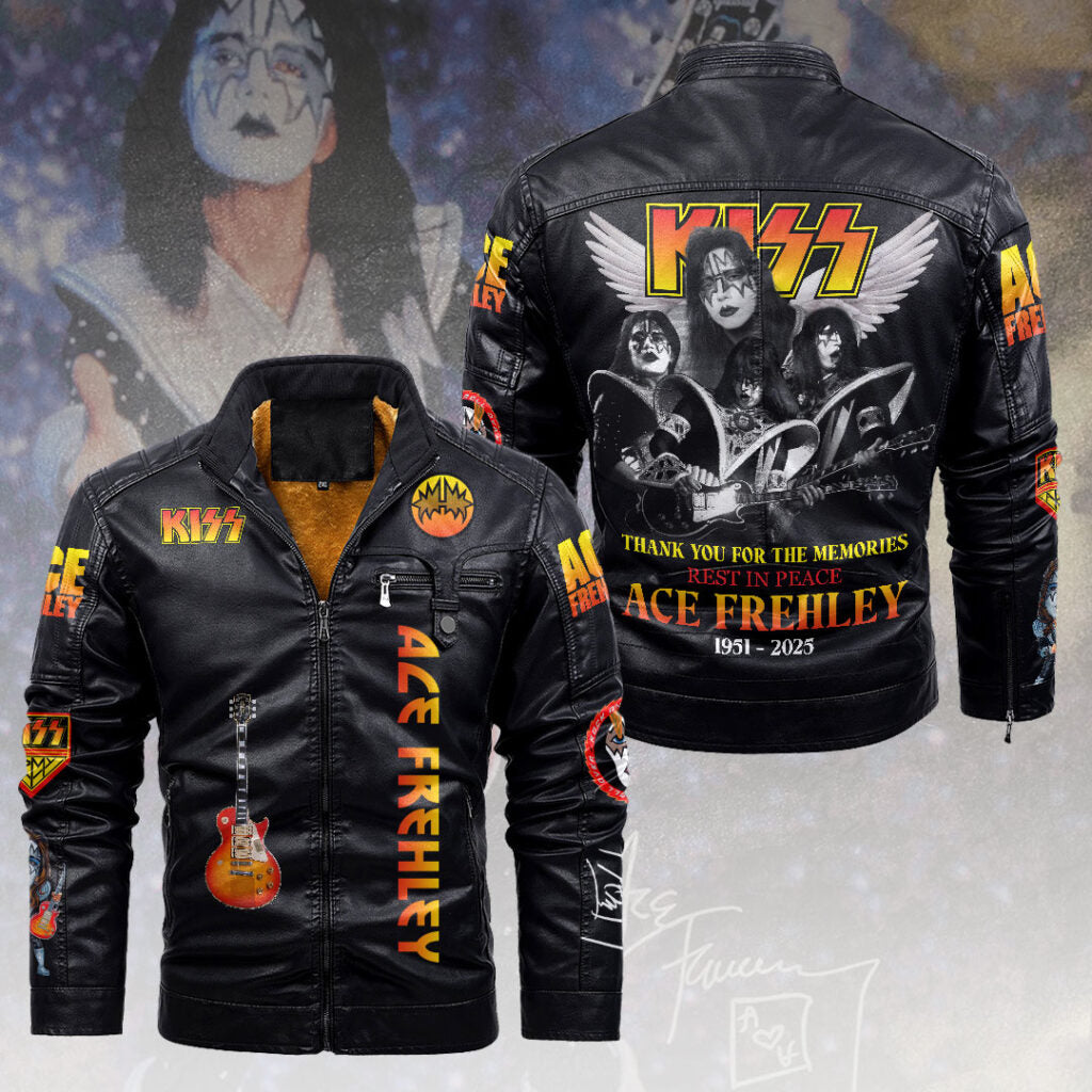 KISS x Ace Frehley 2D Leather Yellow Fleece Jacket – HOATT14030