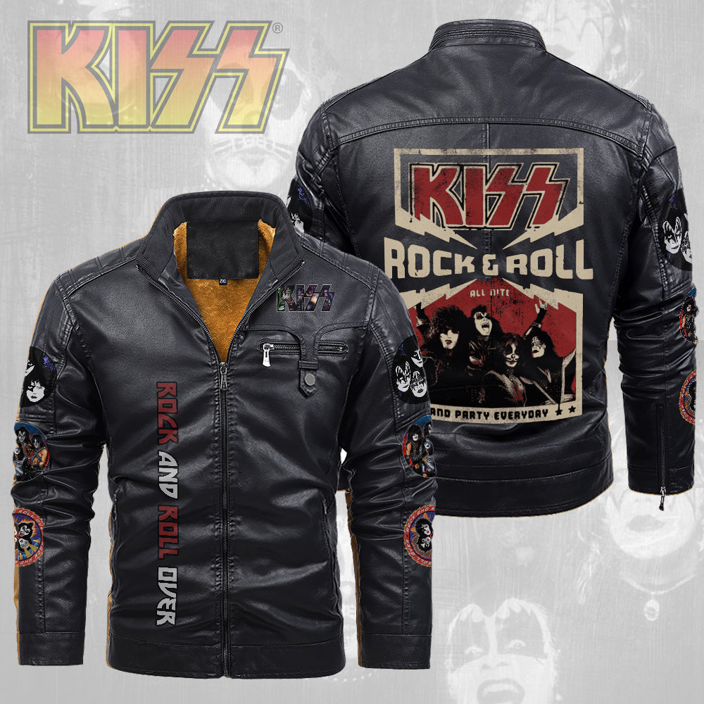 KISS 2D Leather Yellow Fleece Jacket – TMTHU2287