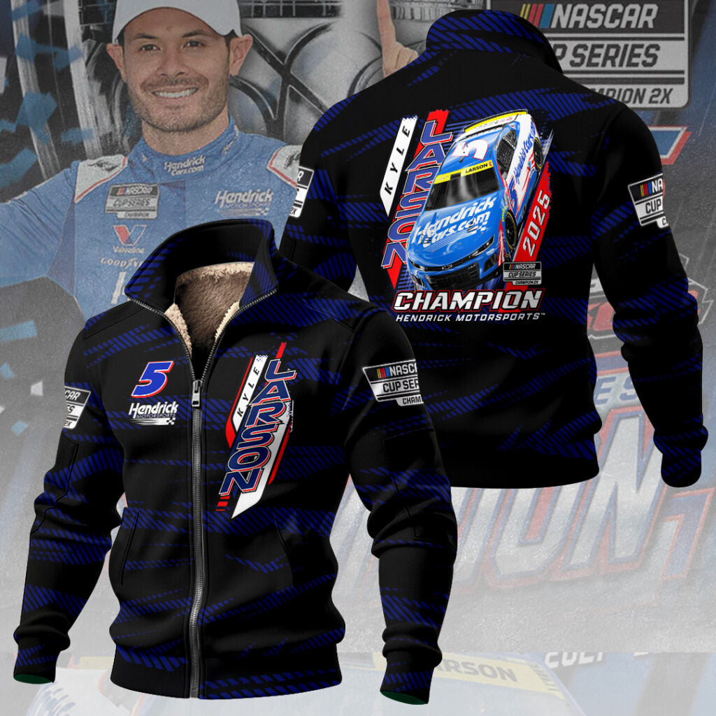 Kyle Larson 2025 NASCAR Cup Series Champions Thick Knit Fleece Jacket – TMTHU2375