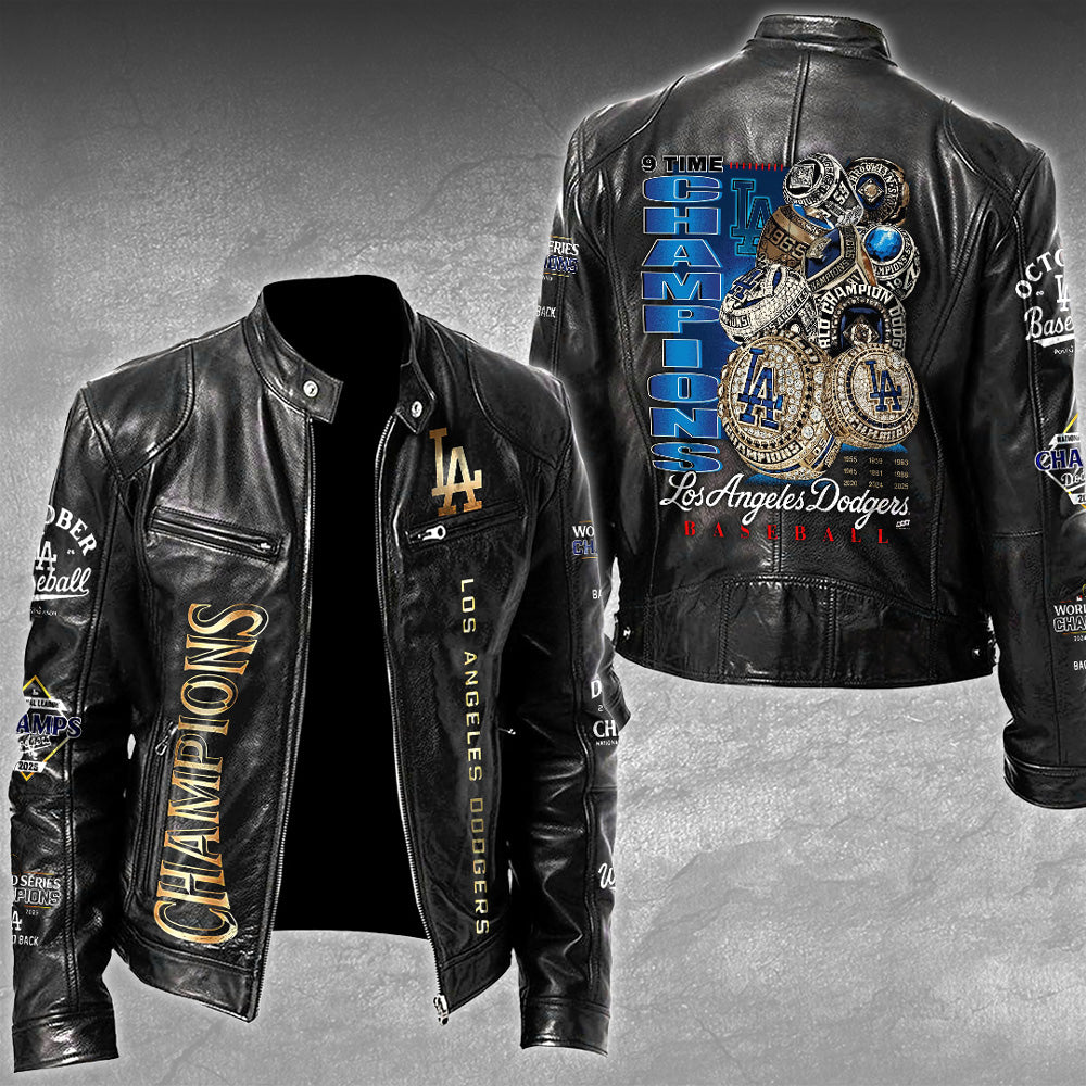 Los Angeles Dodgers Motorcycle Leather Jacket – TMTHU5123