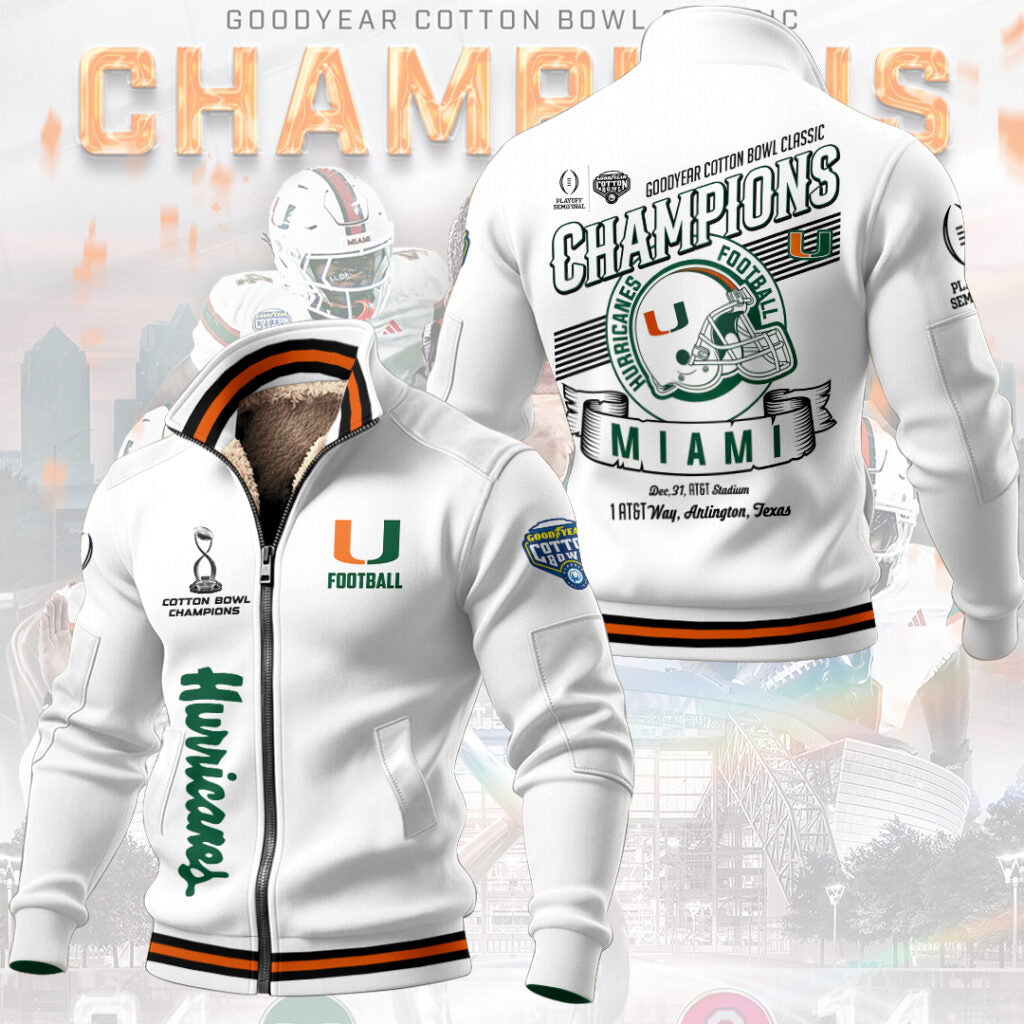 Miami Hurricanes Football Cotton Bowl Champions Thick Knit Fleece Jacket – MAITM14305