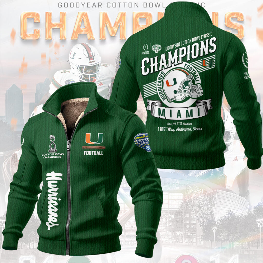 Miami Hurricanes Football Cotton Bowl Champions Thick Knit Fleece Jacket – MAITM14304