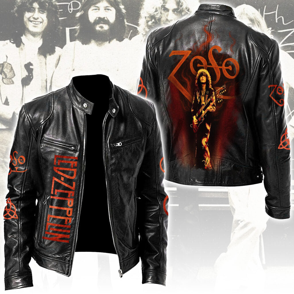 Led Zeppelin Motorcycle Leather Jacket – NGHIAVT5505