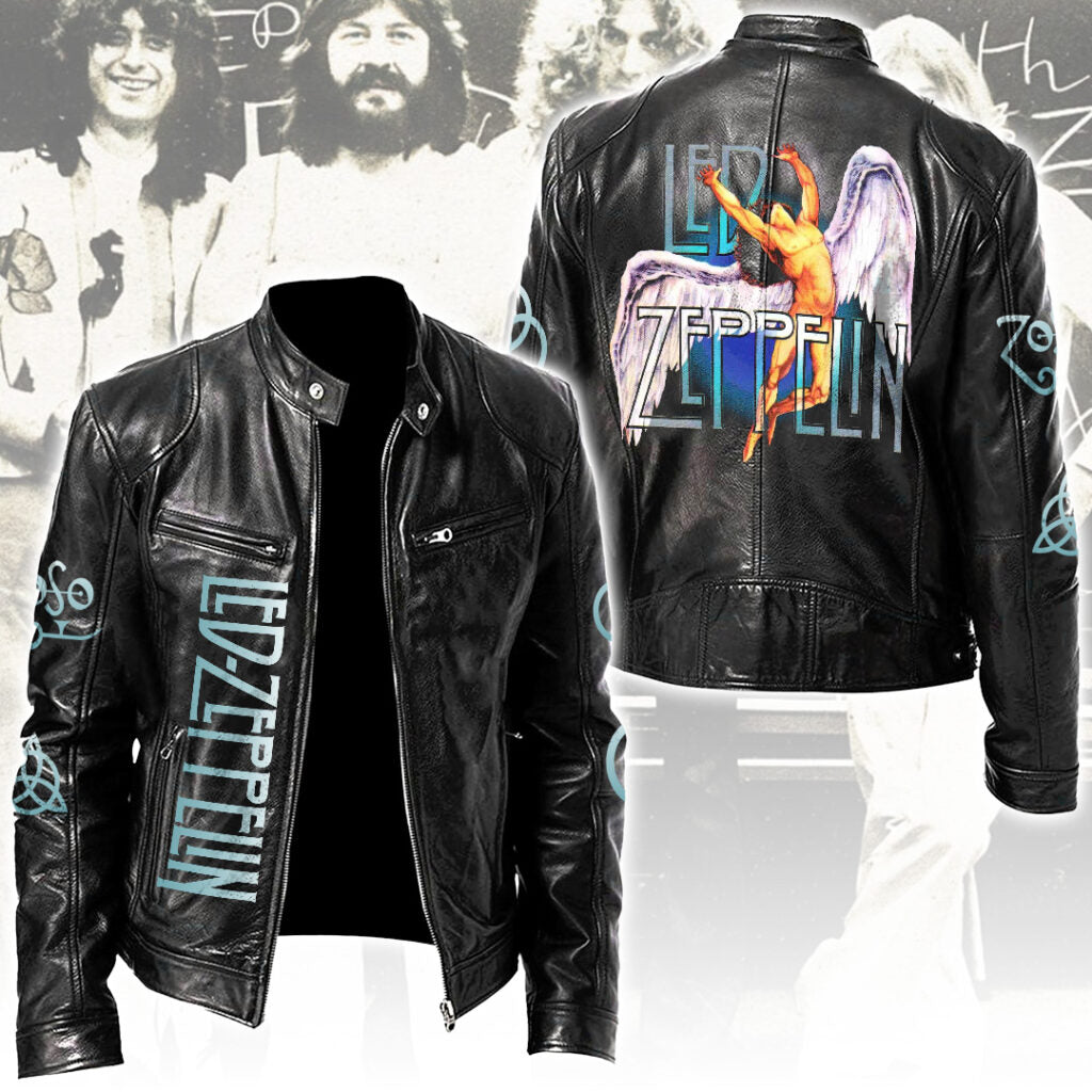 Led Zeppelin Motorcycle Leather Jacket – NGHIAVT5506