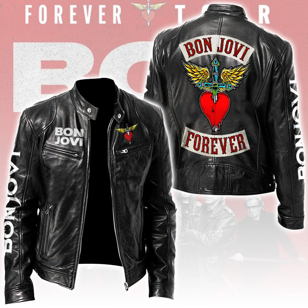 Bon Jovi Motorcycle Leather Jacket – NGHIAVT5508