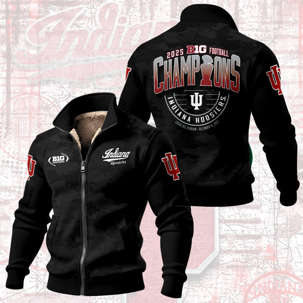 Indiana Hoosiers Football 2025 Thick Knit Fleece Jacket – NGHIAVT5935