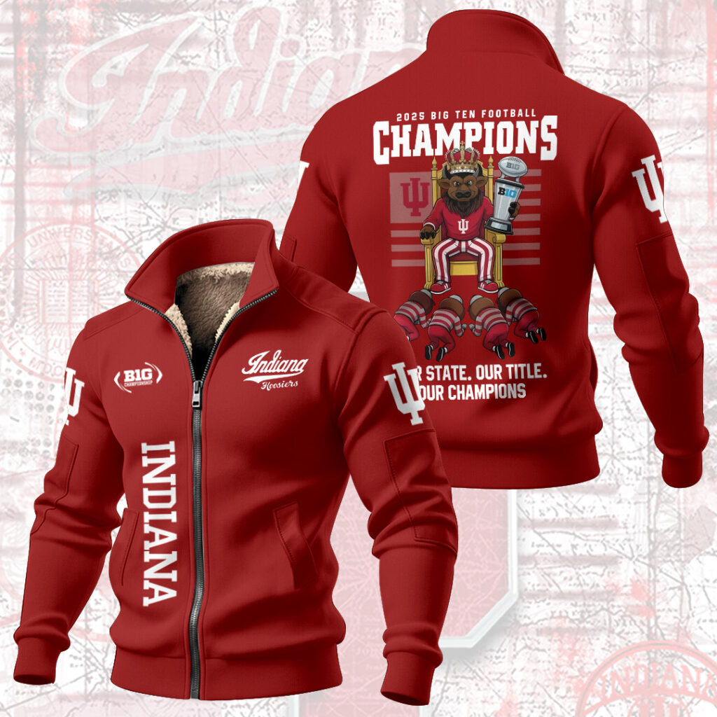 Indiana Hoosiers Football 2025 Thick Knit Fleece Jacket – NGHIAVT6016