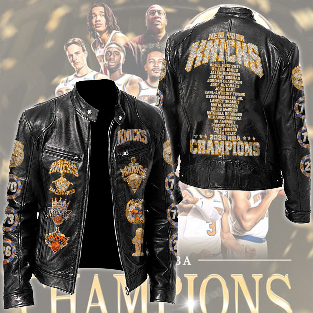 New York Knicks Motorcycle Leather Jacket – GNE7564