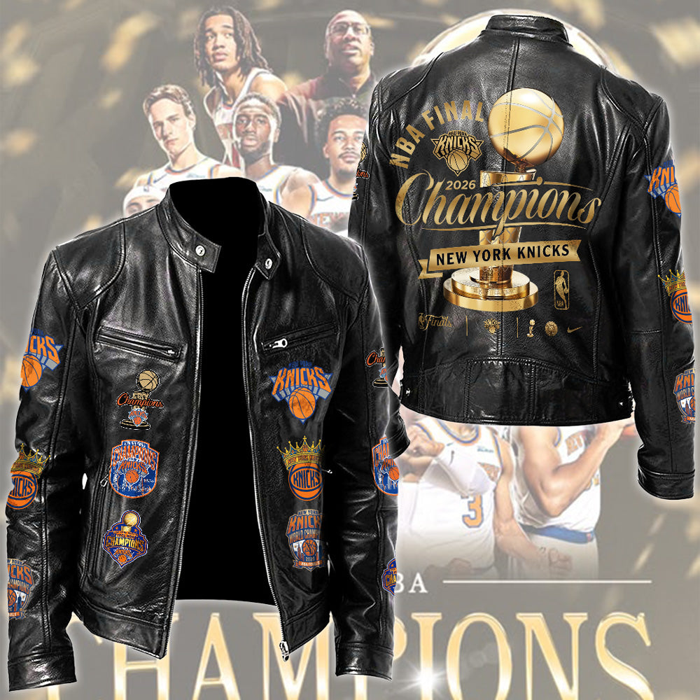 New York Knicks Motorcycle Leather Jacket – TMTHU7396