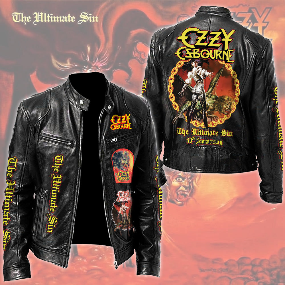 Ozzy Osbourne The Ultimate Sin 40th Anniversary Motorcycle Leather Jacket – TMTHU4836