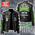 Personalized Seattle Seahawks 2025 Super Bowl LX Champions Motorcycle Leather Jacket – GNE5013