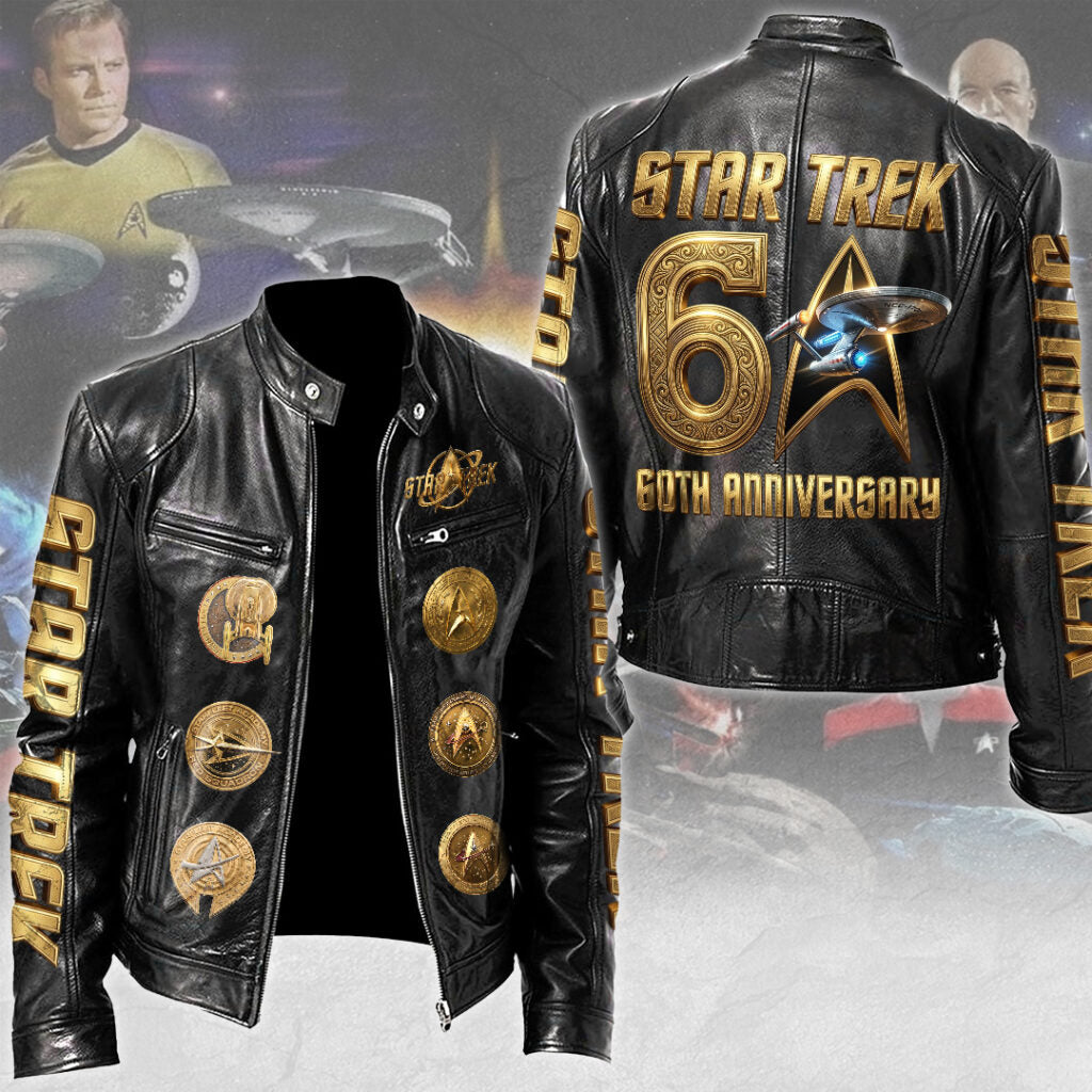 Star Trek 60th Anniversary Motorcycle Leather Jacket – TMTHU6166