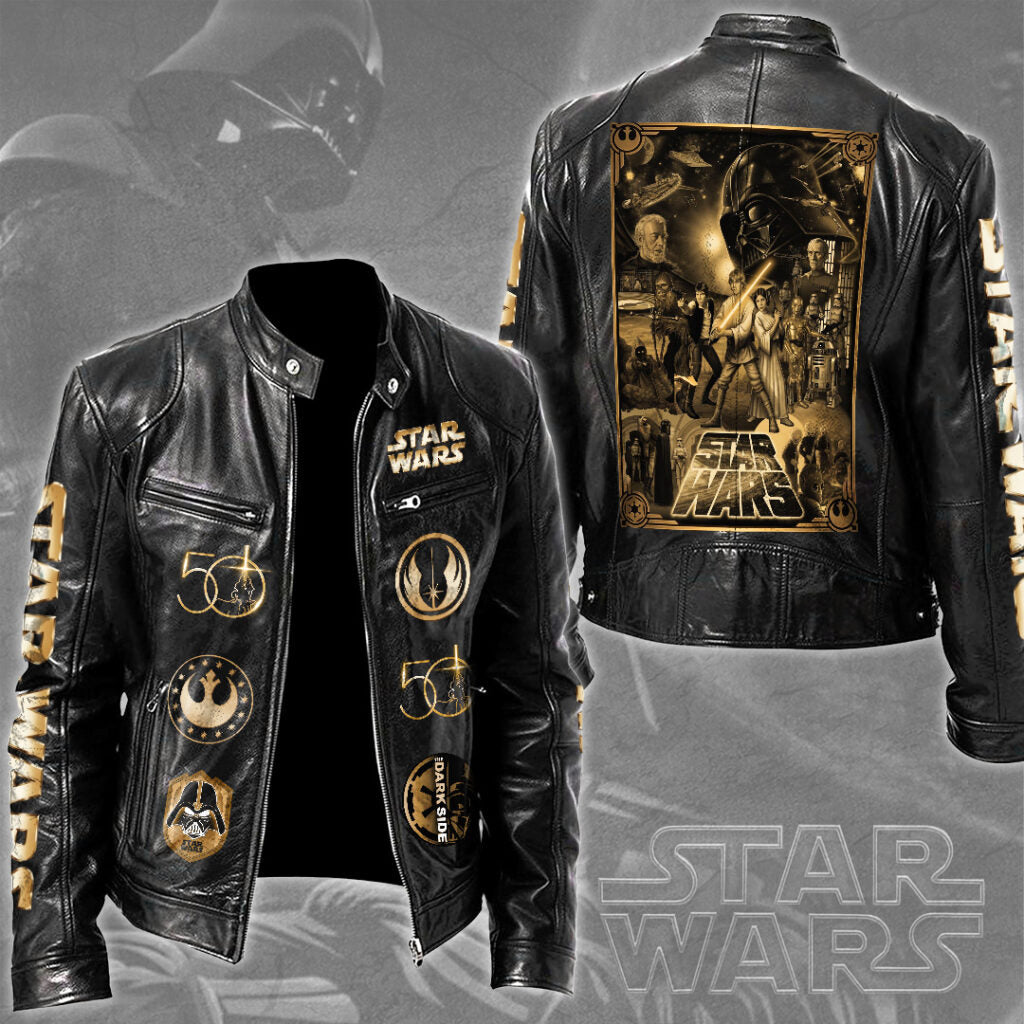 Star Wars 50th Anniversary 2027 Motorcycle Leather Jacket – TMTHU5684