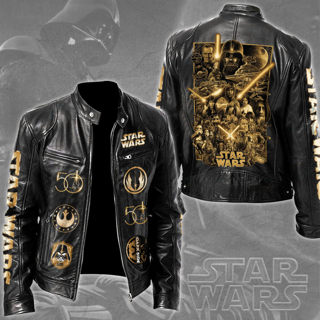 Star Wars 50th Anniversary 2027 Motorcycle Leather Jacket – TMTHU6056