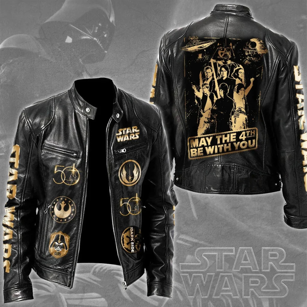 Star Wars 50th Anniversary 2027 Motorcycle Leather Jacket – TMTHU9056