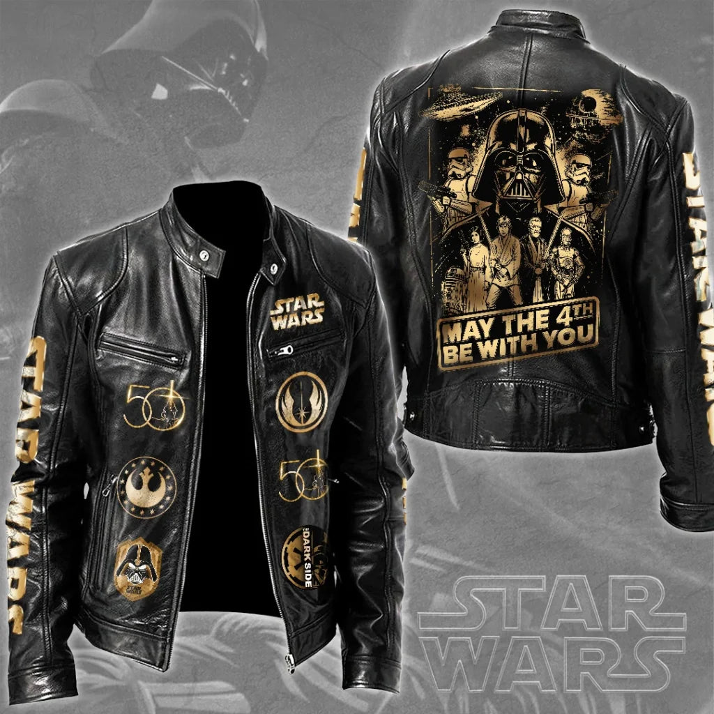 Star Wars 50th Anniversary 2027 Motorcycle Leather Jacket – TMTHU8706