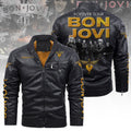 Bon Jovi 2D Leather Yellow Fleece Jacket – TANTN17907