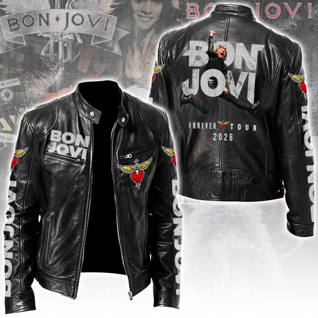 Bon Jovi Motorcycle Leather Jacket – TANTN18361
