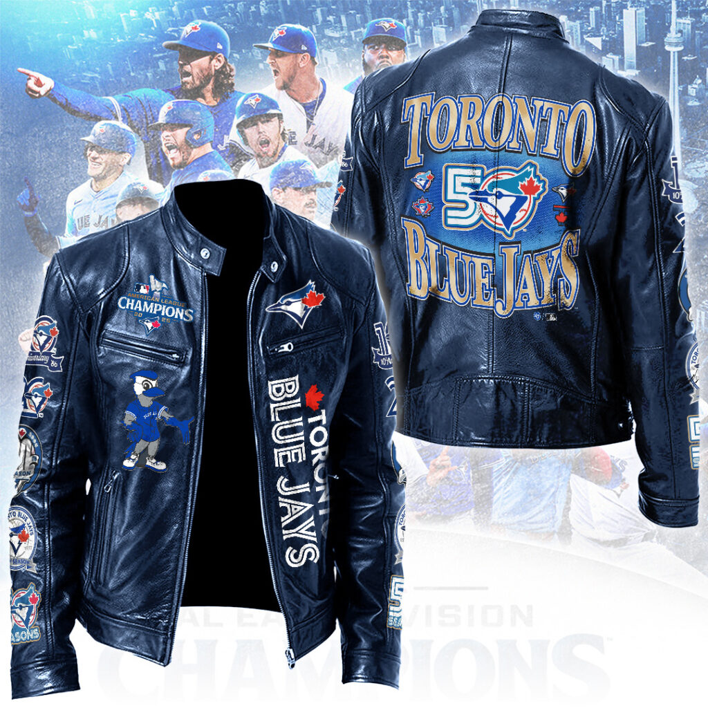Toronto Blue Jays 50th Anniversary Motorcycle Leather Jacket – TANTN22273