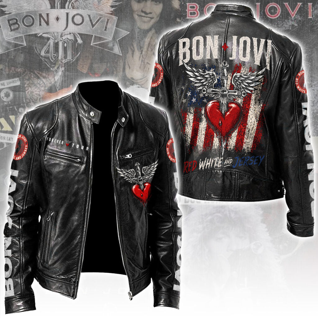 Bon Jovi Tour 2026 Motorcycle Leather Jacket – TANTN24273