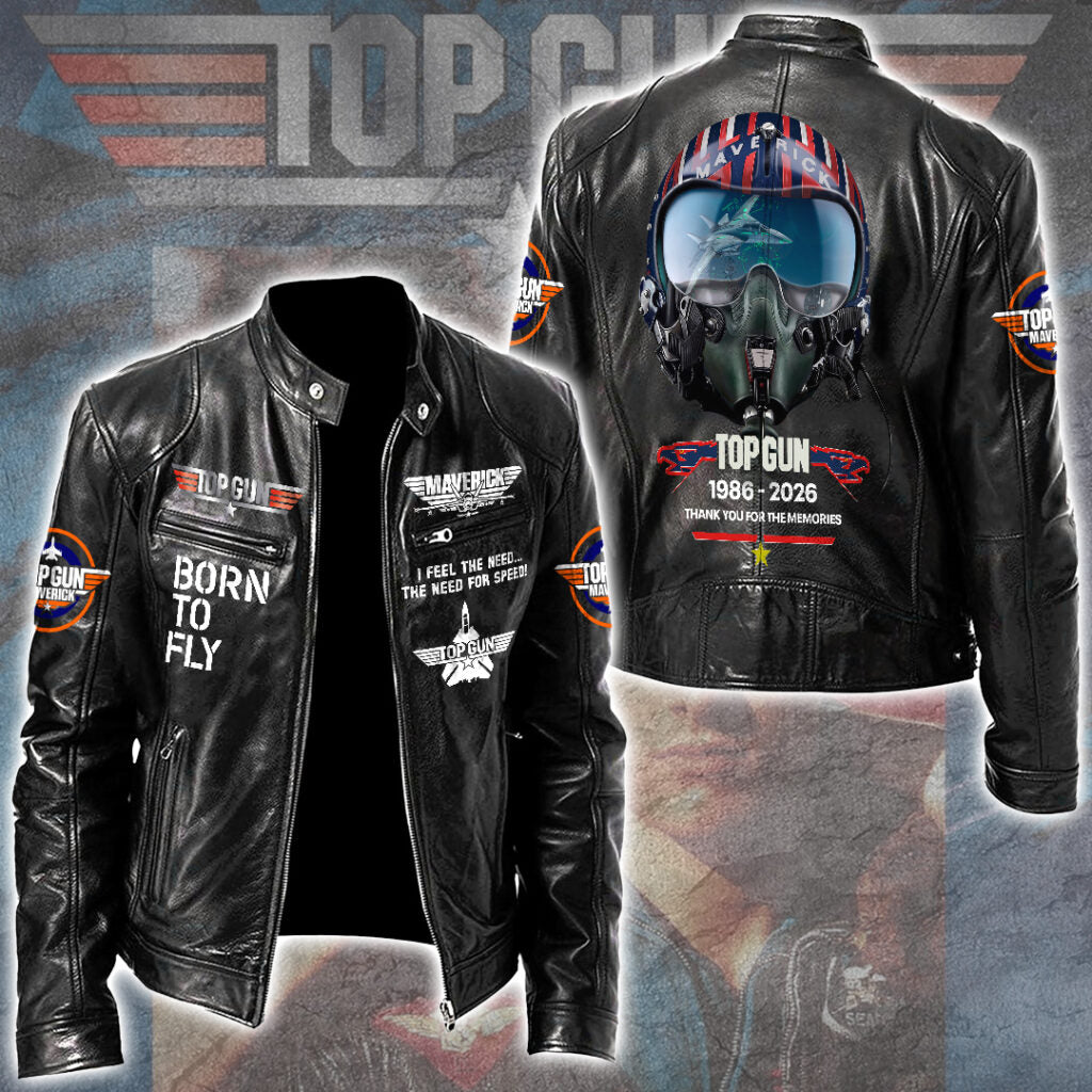 Top Gun 40th Anniversary Motorcycle Leather Jacket – GNE6294