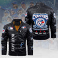 Toronto Blue Jays 2025 American League Champions 2D Leather Yellow Fleece Jacket – HOATT14691