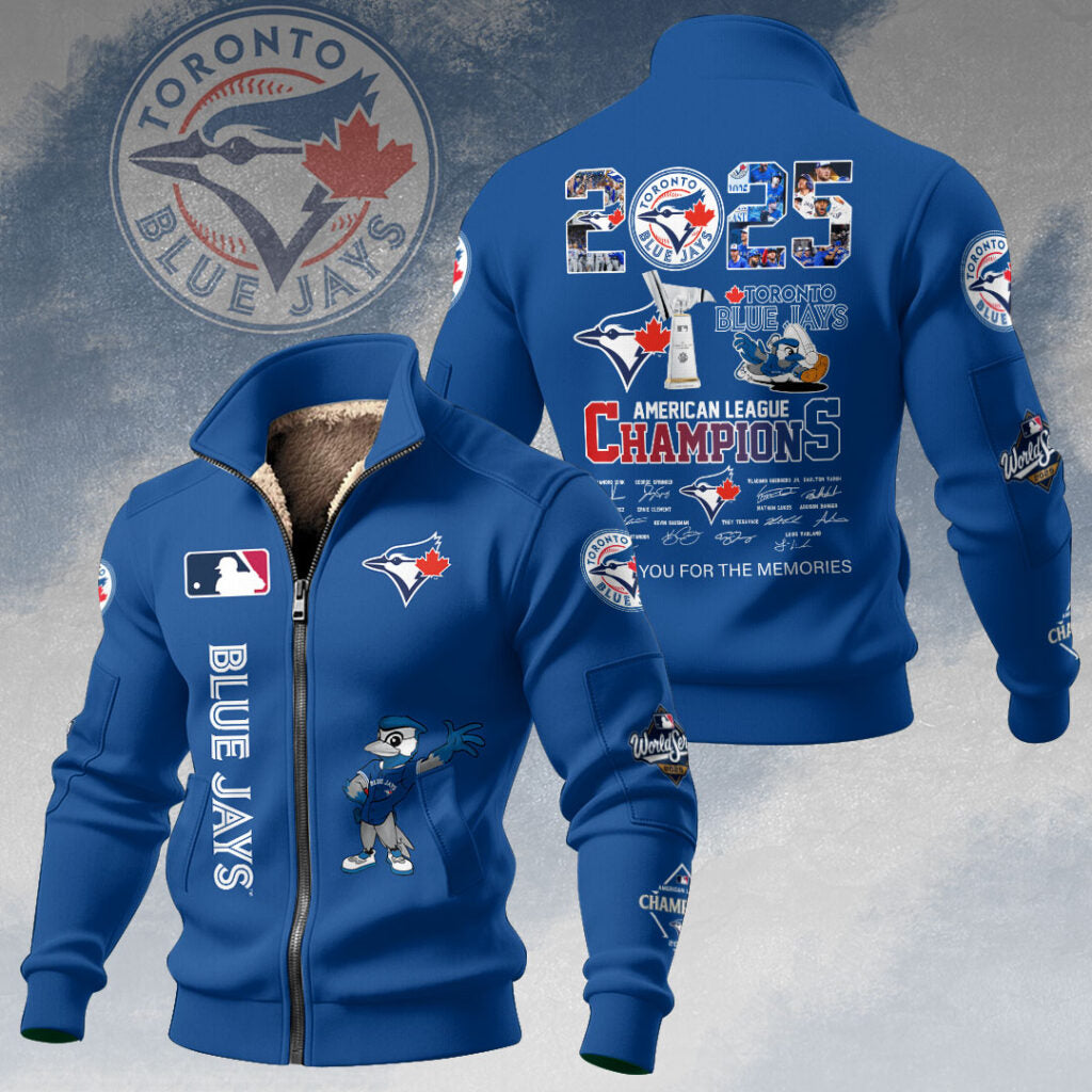 Toronto Blue Jays 2025 American League Champions Thick Knit Fleece Jacket – GNE4690