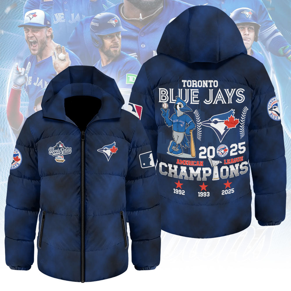 Toronto Blue Jays 2025 American League Champions Thickened Down Hooded Jacket – MAITM13889