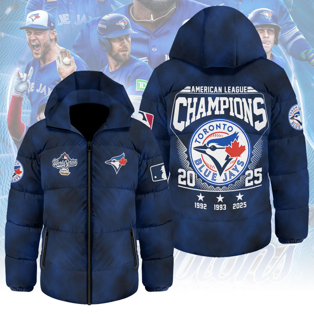 Toronto Blue Jays 2025 American League Champions Thickened Down Hooded Jacket – MAITM13890