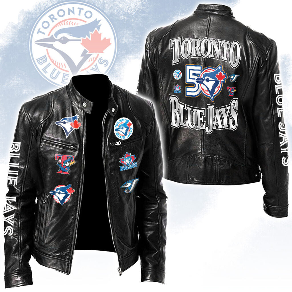 Toronto Blue Jays Motorcycle Leather Jacket – HOATT17135