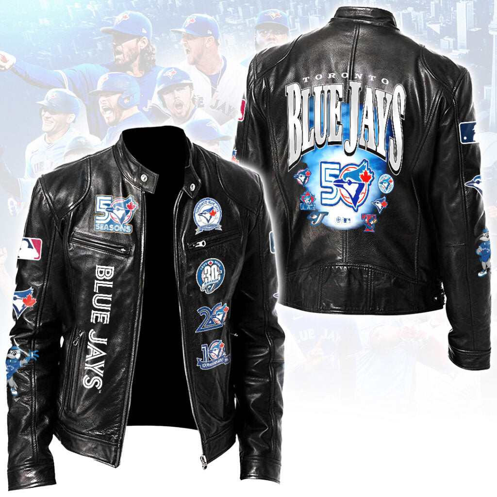 Toronto Blue Jays Motorcycle Leather Jacket – HOATT17888
