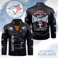 Toronto Blue Jays 2025 American League Champions 2D Leather Yellow Fleece Jacket – HOATT14581