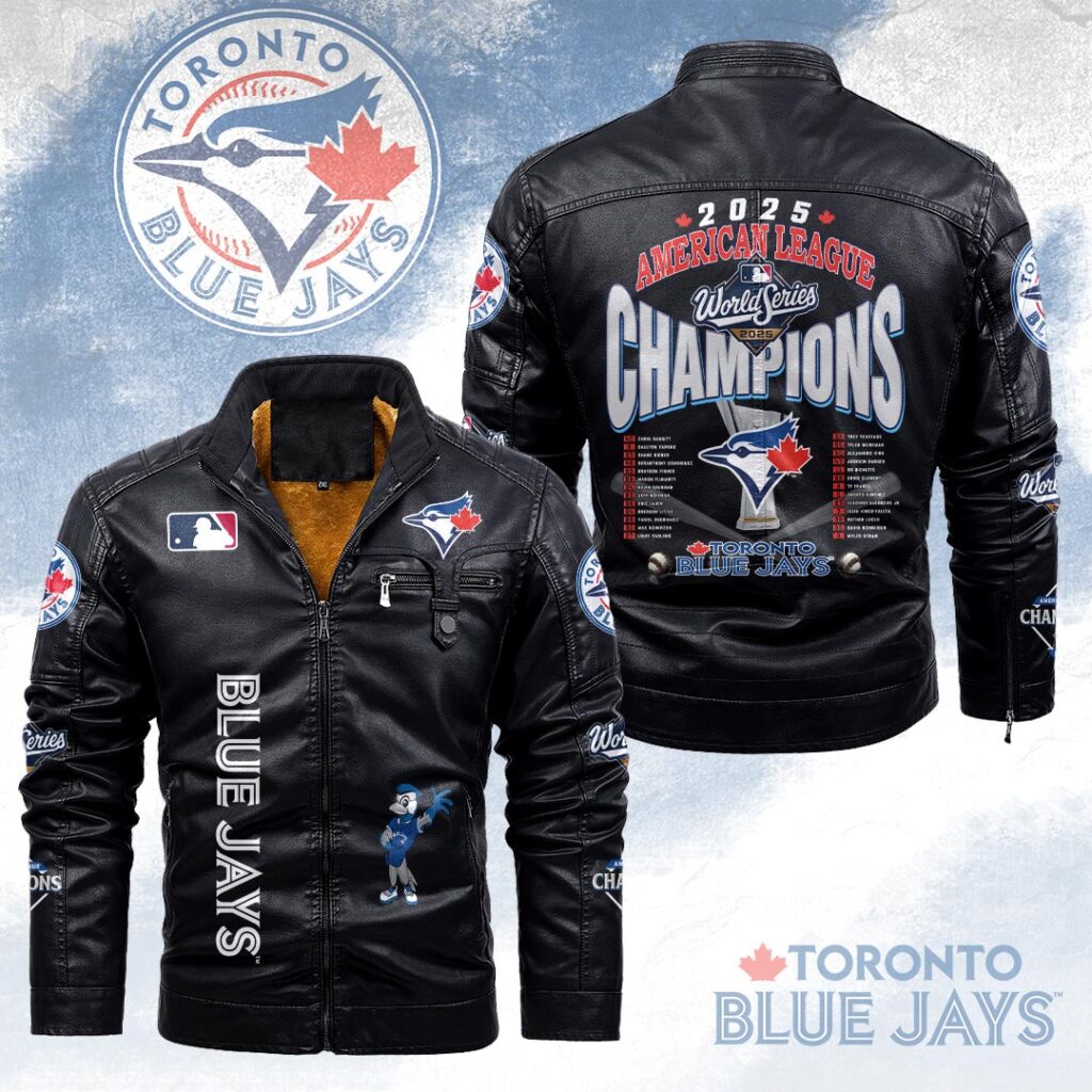 Toronto Blue Jays 2025 American League Champions 2D Leather Yellow Fleece Jacket – HOATT14581