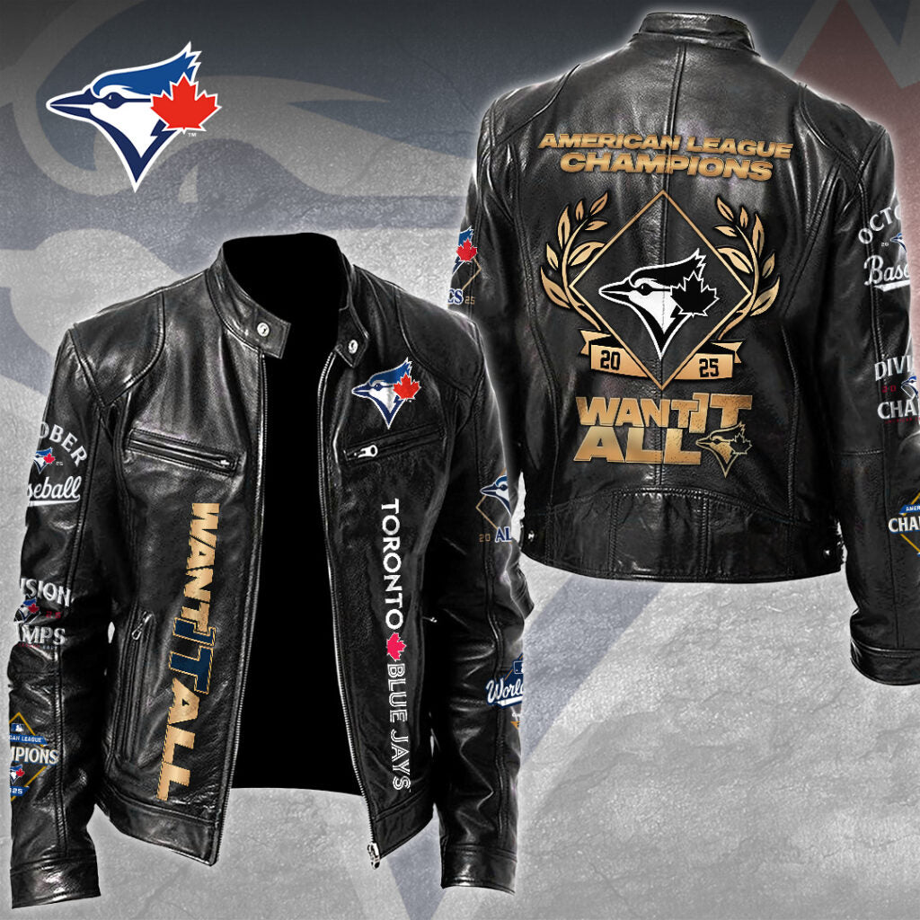 Toronto Blue Jays Motorcycle Leather Jacket – TMTHU2193